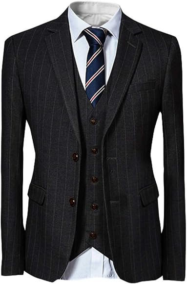 Amazon.co.jp: [YFFUSHI] スーツ メンス スリーピース 2つボタン ストライプ チェック XS-5XL : ファッション